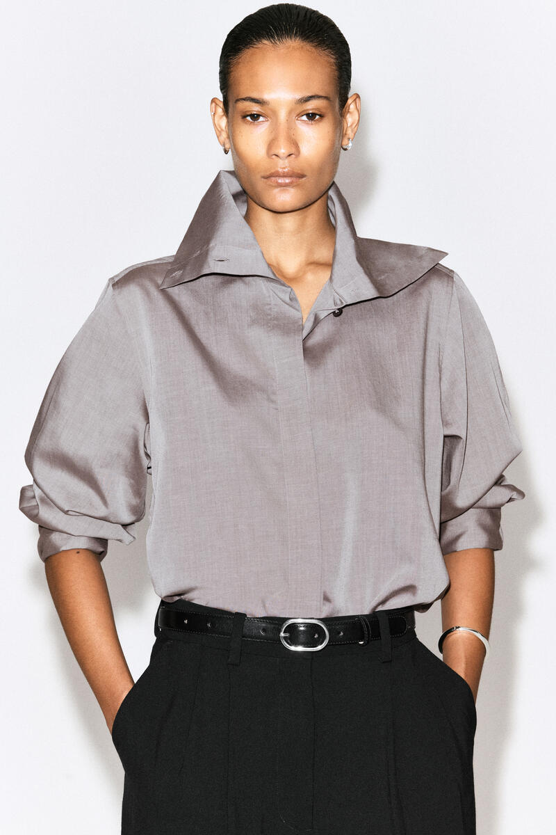 FUNNEL-NECK COTTON-LYOCELL SHIRT ファネルネック コットンリヨセル