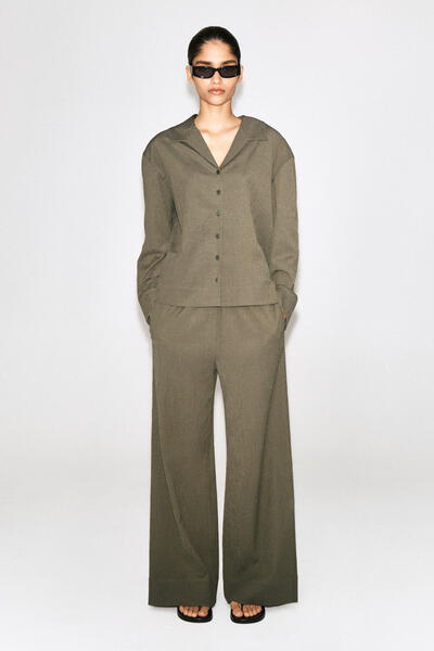 CRINKLED-JERSEY WIDE-LEG TROUSERS