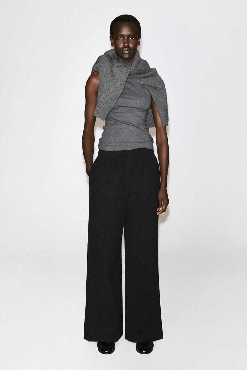 CRINKLED-JERSEY WIDE-LEG TROUSERS しわ加工 ジャージーワイドレッグ