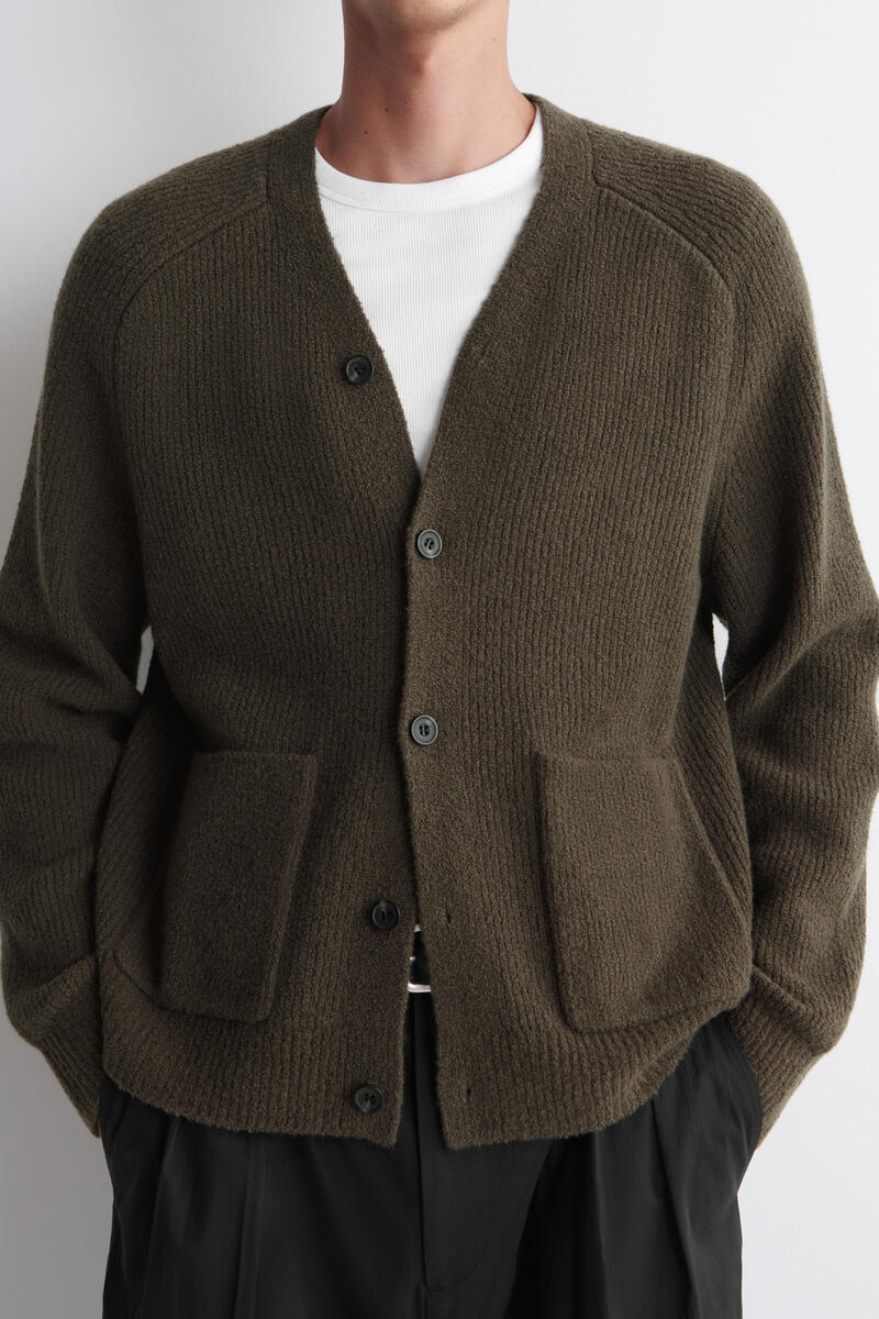 COS ウールブレンド ブークレカーディガン