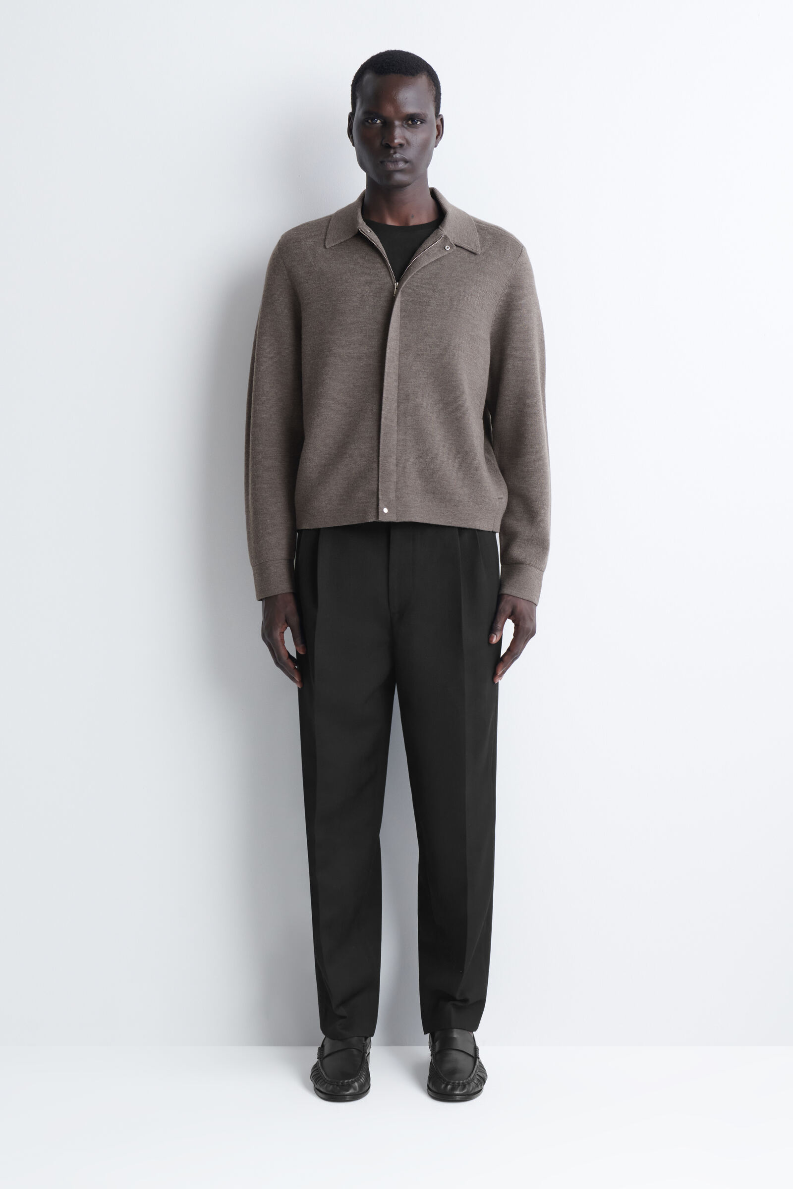 cos スプリットウールハリントンジャケット　ブラック　サイズM MERINO WOOL HARRINGTON JACKET メリノウールハリントンジャケット
