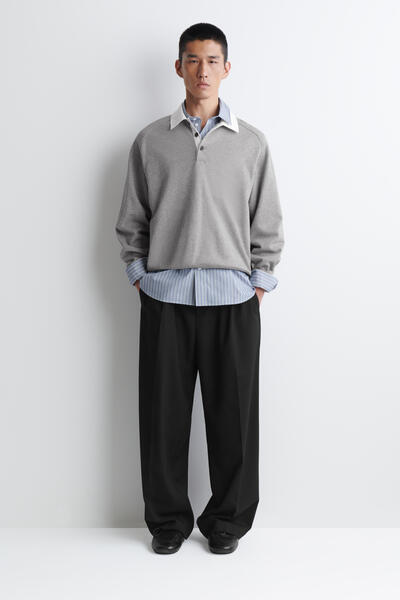 WOOL-BLEND RELAXED-FIT WIDE-LEG TROUSERS