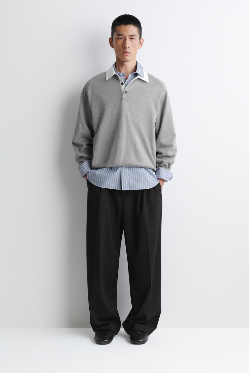 WOOL-BLEND RELAXED-FIT WIDE-LEG TROUSERS ウールブレンドリラックス