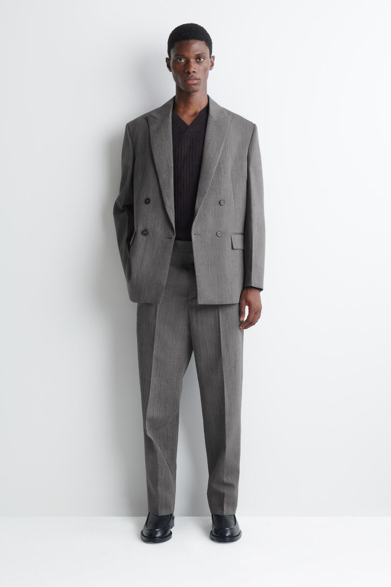 WOOL REGULAR-FIT STRAIGHT-LEG TROUSERS ウール レギュラーフィット