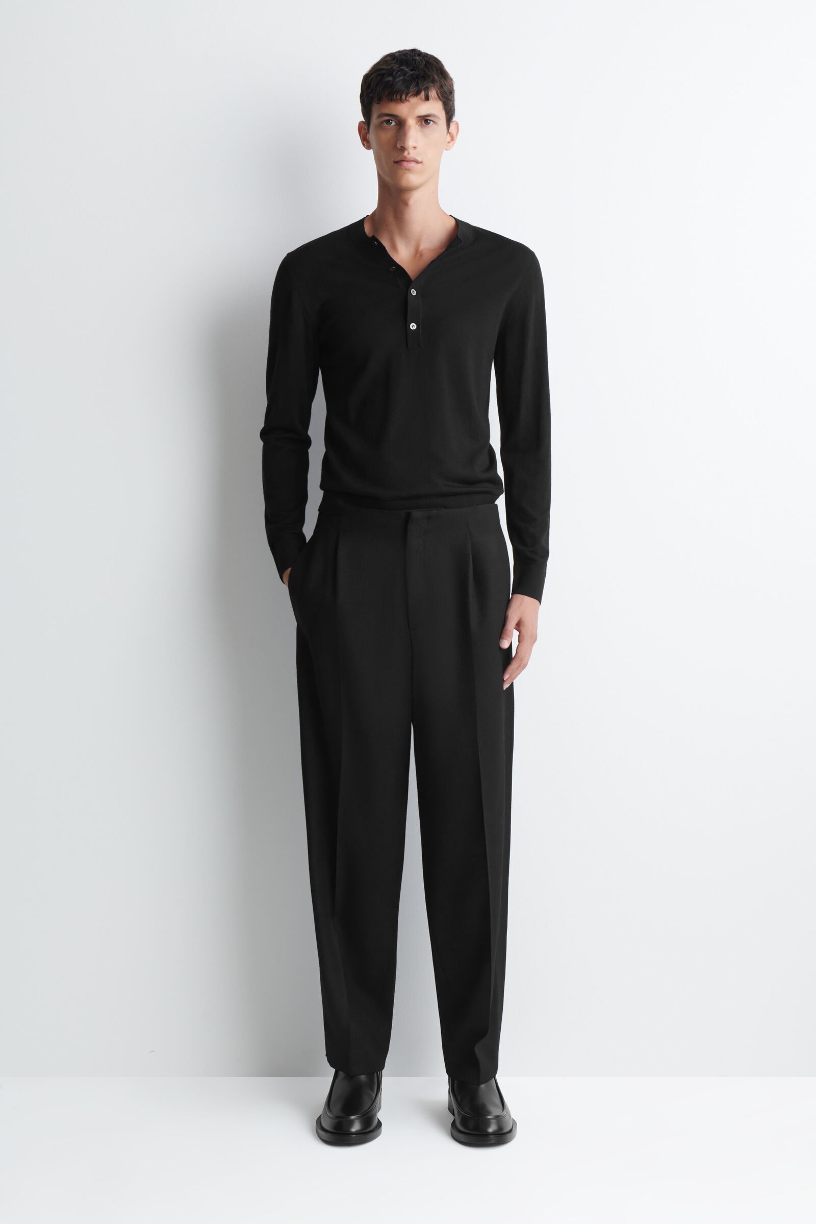 WOOL REGULAR-FIT STRAIGHT-LEG TUXEDO TROUSERS ウール レギュラー