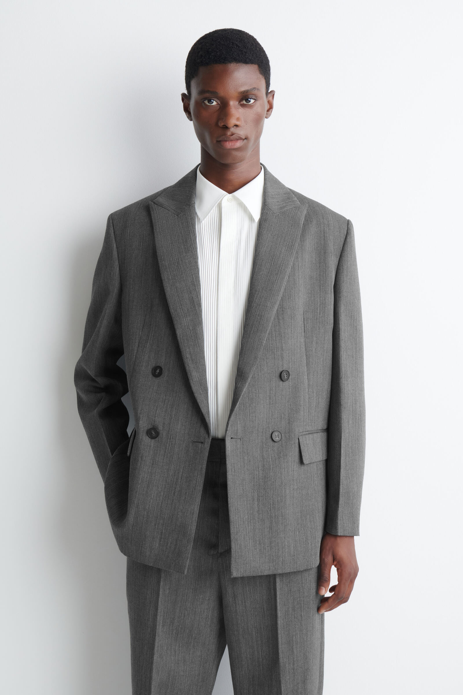 DOUBLE-BREASTED WOOL BLAZER ダブルブレストウールブレザー HEATHER