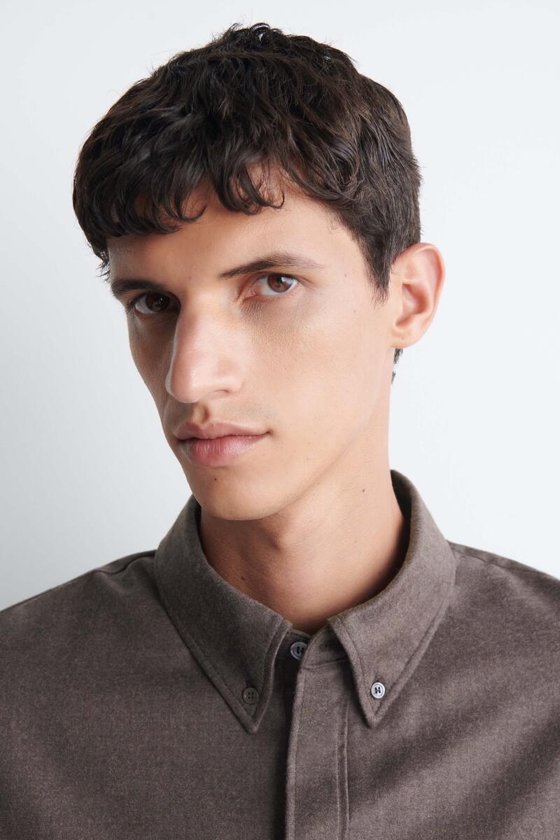 BUTTON-DOWN COLLAR WOOL-FLANNEL SHIRT ボタンダウンカラー ウール