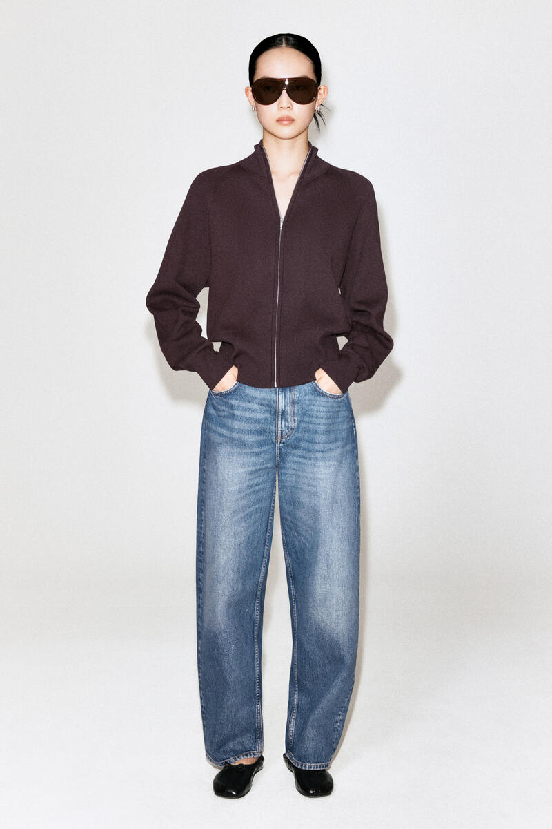 COS ニット ファネルネック ジップアップジャケット