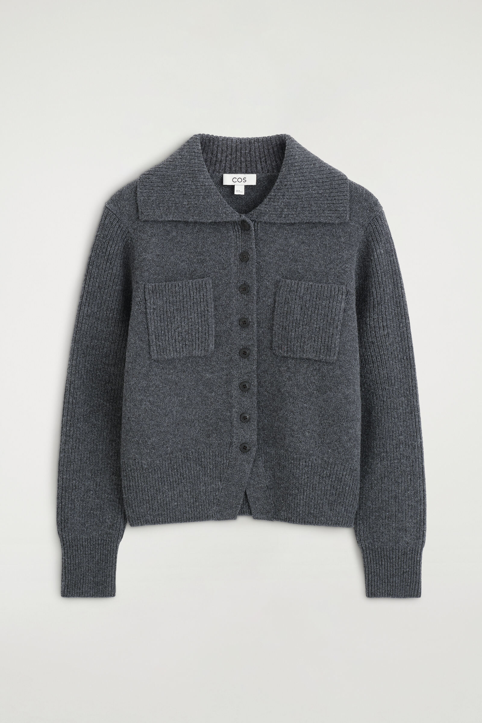 MERINO WOOL COLLARED CARDIGAN メリノウール 襟付きカーディガン GREY