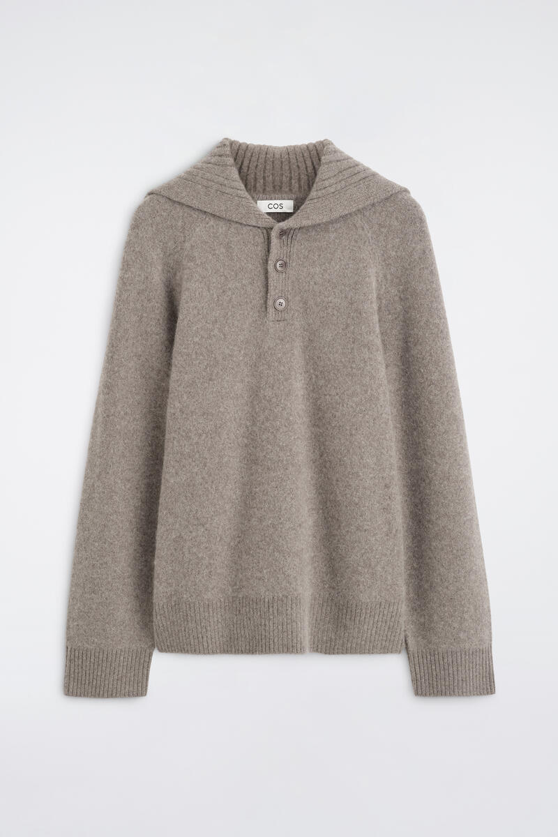 COS ボタン付き カシミヤ ファネルネックセーター