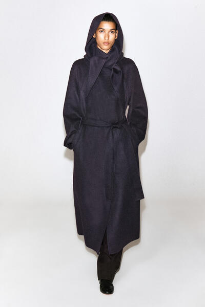 00s archive woolcoat ダブル 細身 ウール ダークウェア DOUBLE-FACED WOOL-BLEND HOOD ダブルフェイス ウールブレンドフード