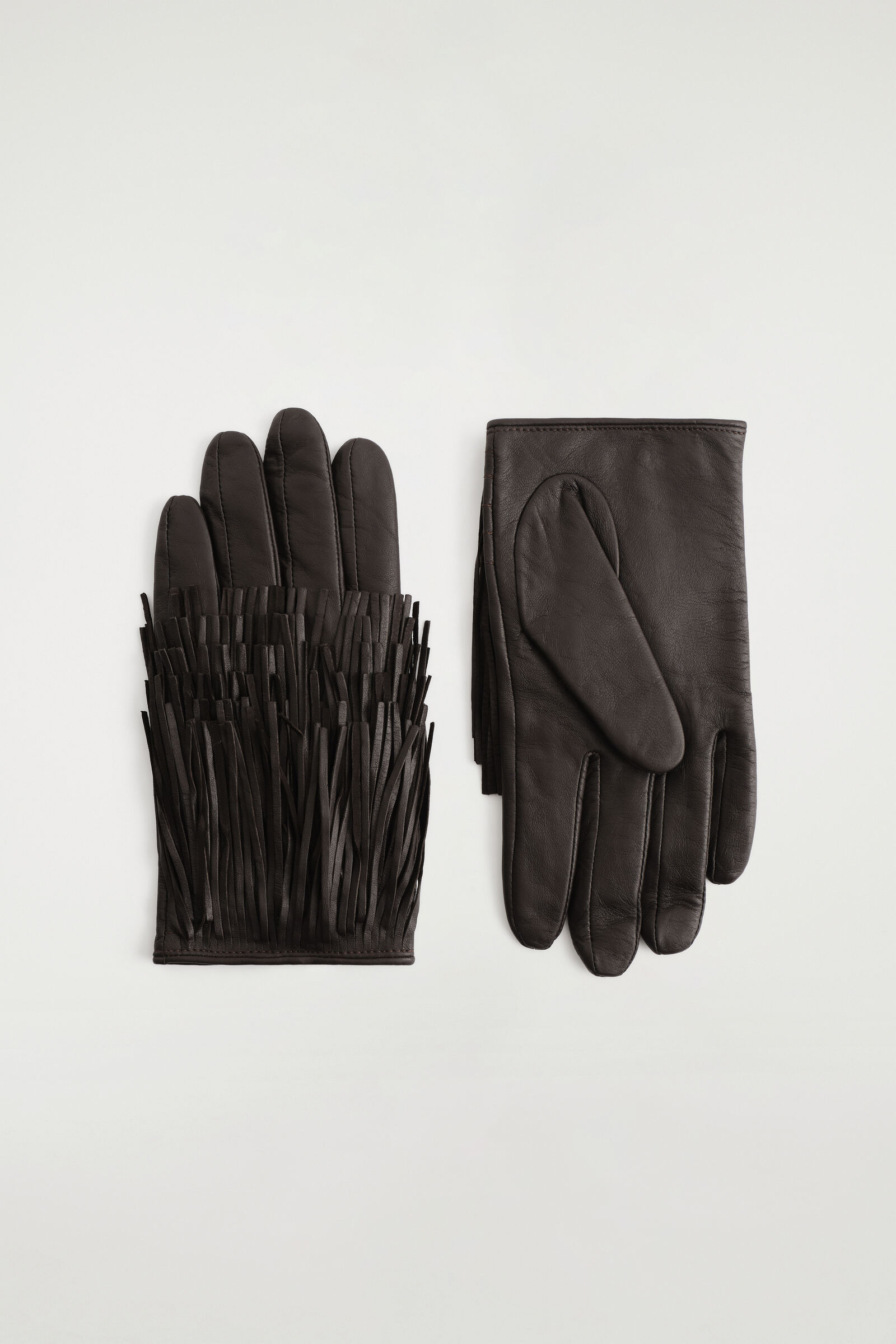 FRINGED WOOL-LINED LEATHER GLOVES フリンジ ウールライニング レザー