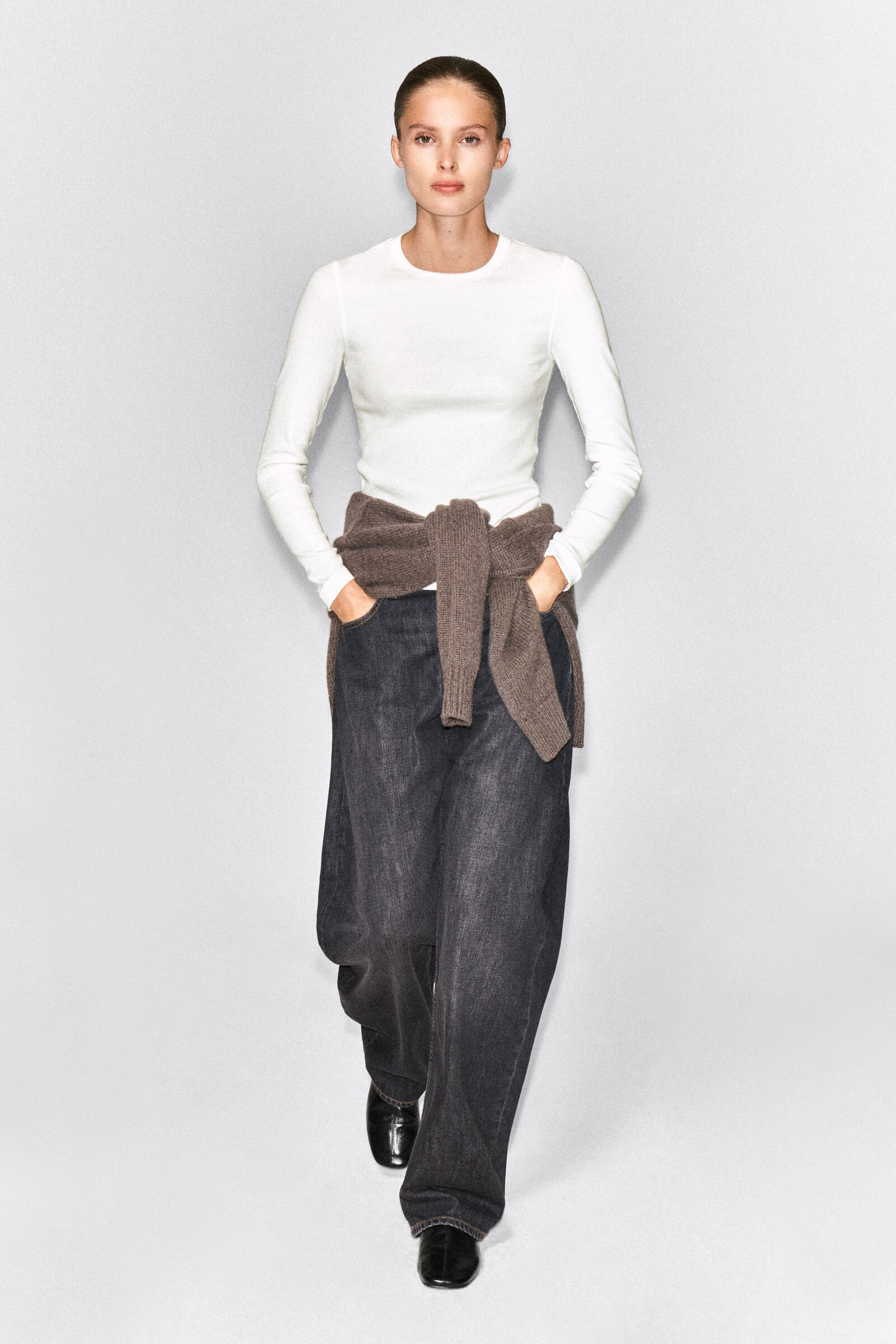 SLIM RIBBED COTTON LONG-SLEEVED TOP スリム リブコットン 長袖 
