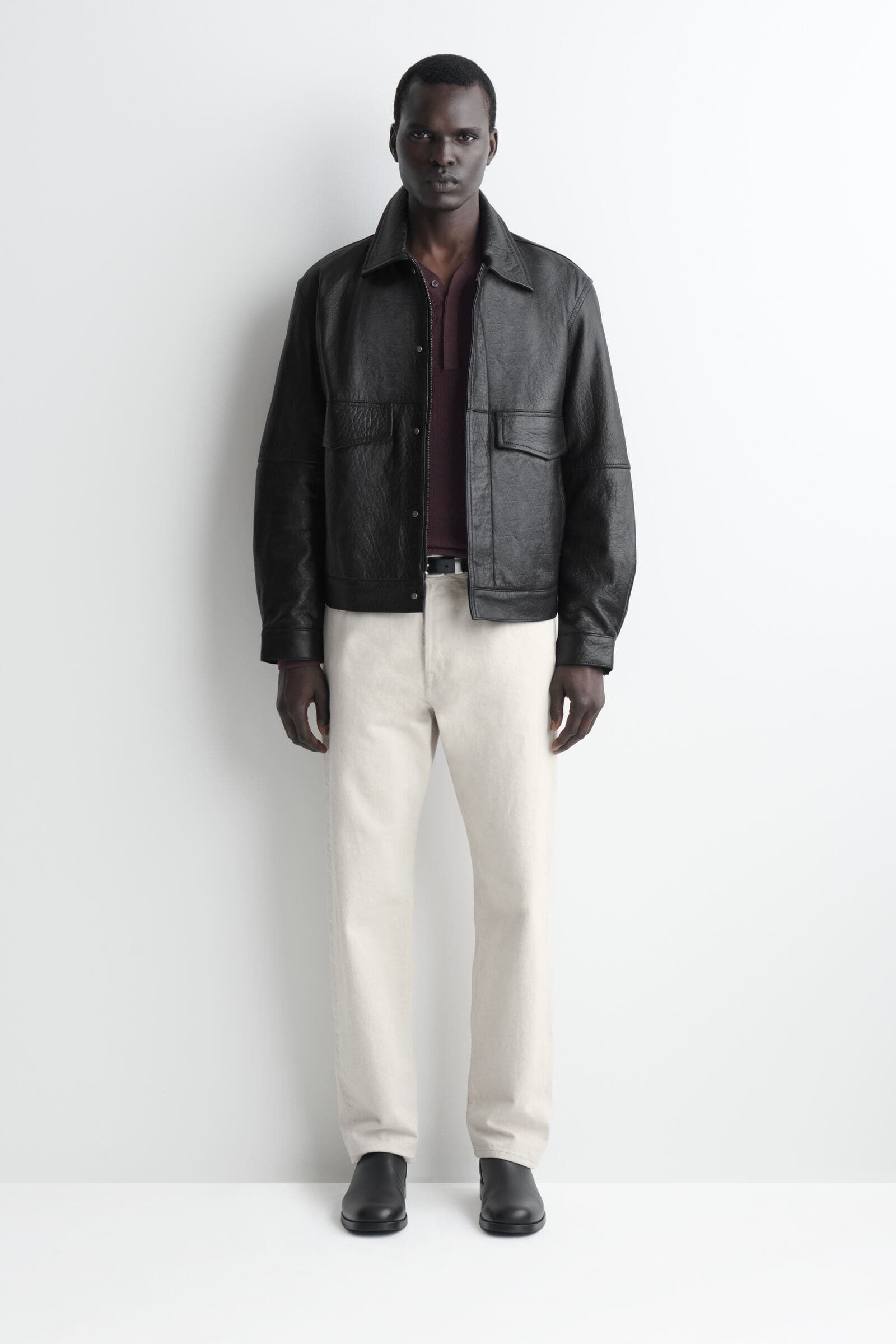 LEATHER FLIGHT JACKET レザー フライトジャケット BLACK｜COS コス