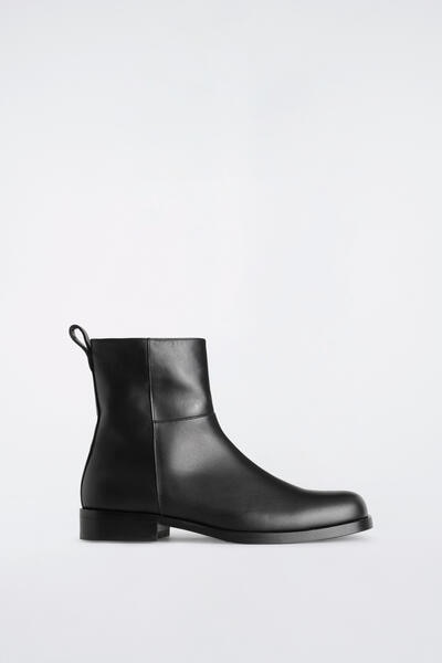 SQUARE-TOE LEATHER ANKLE BOOTS