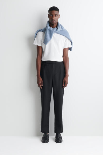 WOOL SLIM-FIT STRAIGHT-LEG TROUSERS