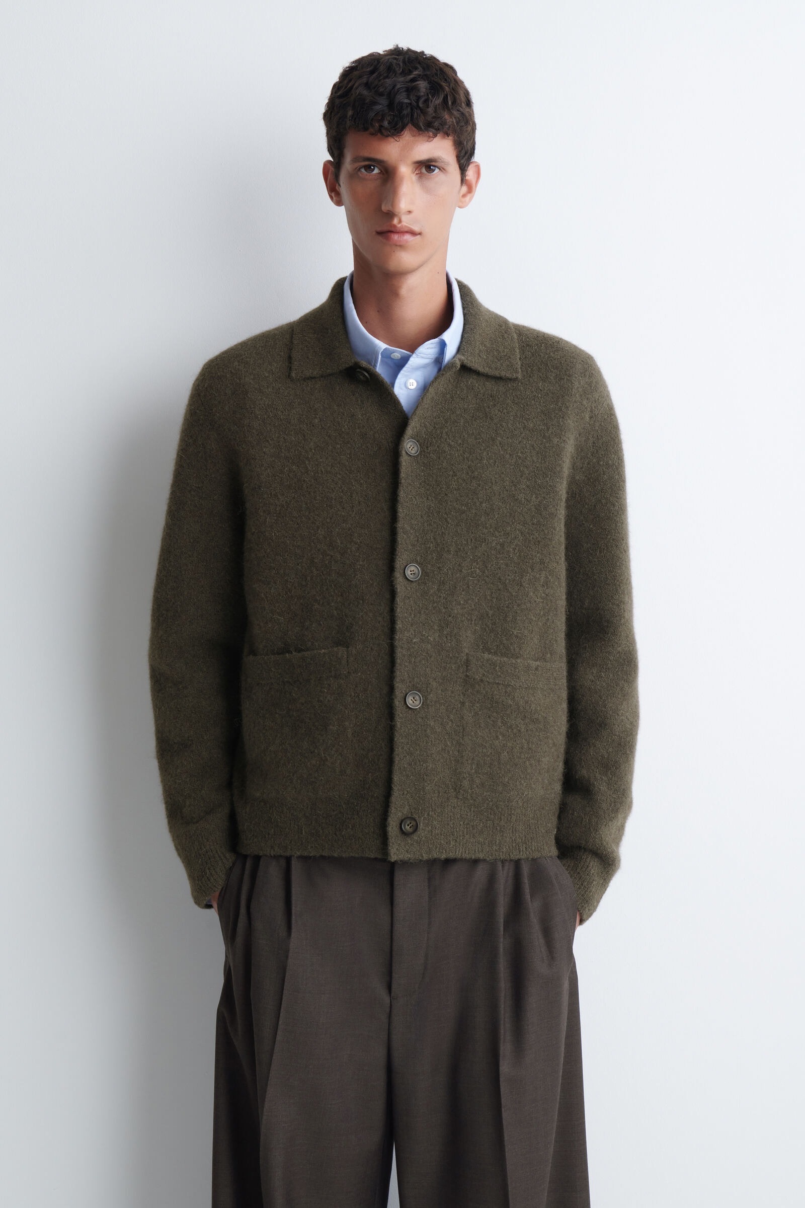 ALPACA-YAK COLLARED CARDIGAN アルパカヤク 襟付きカーディガン BROWN