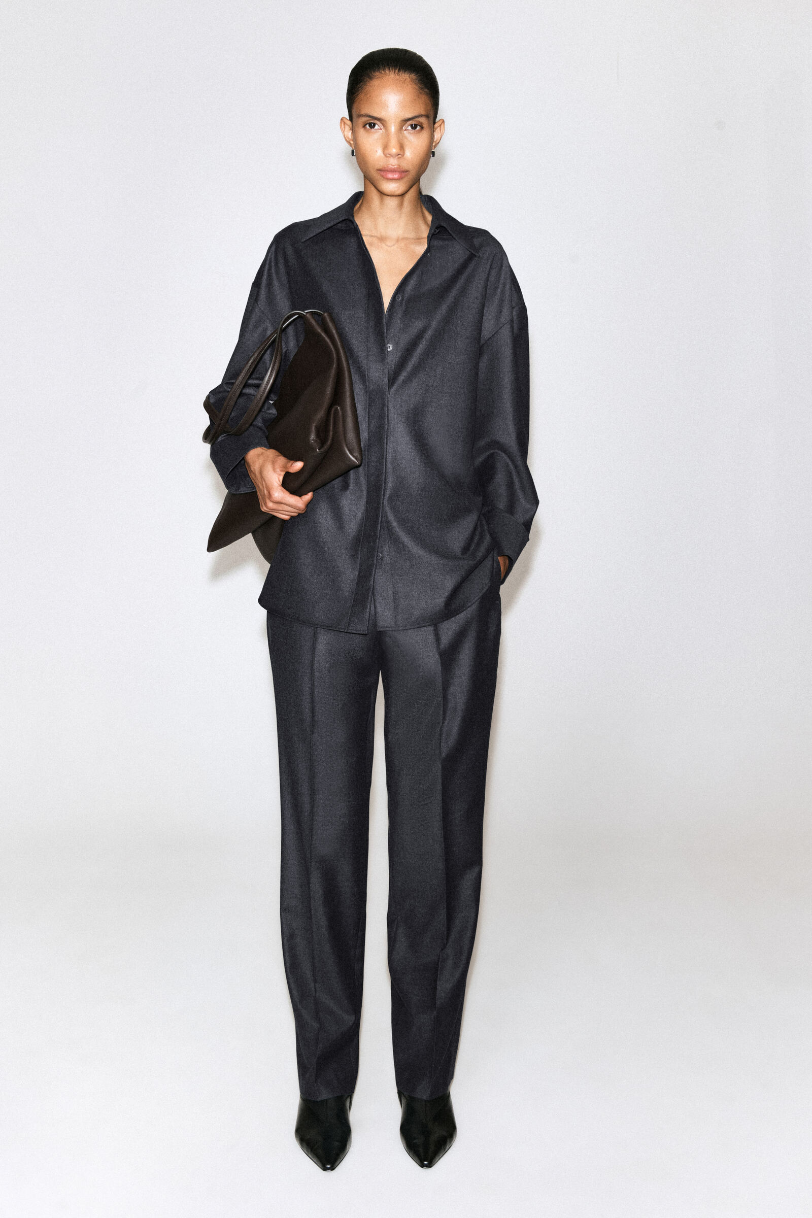 WING-COLLAR WOOL-FLANNEL SHIRT ウィングカラー ウールフランネル