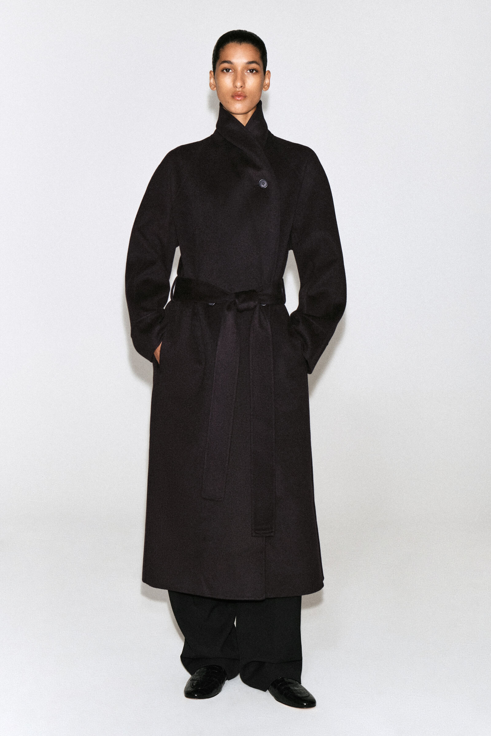 SHAWL-COLLAR DOUBLE-FACED WOOL LONG COAT ショールカラー ダブル