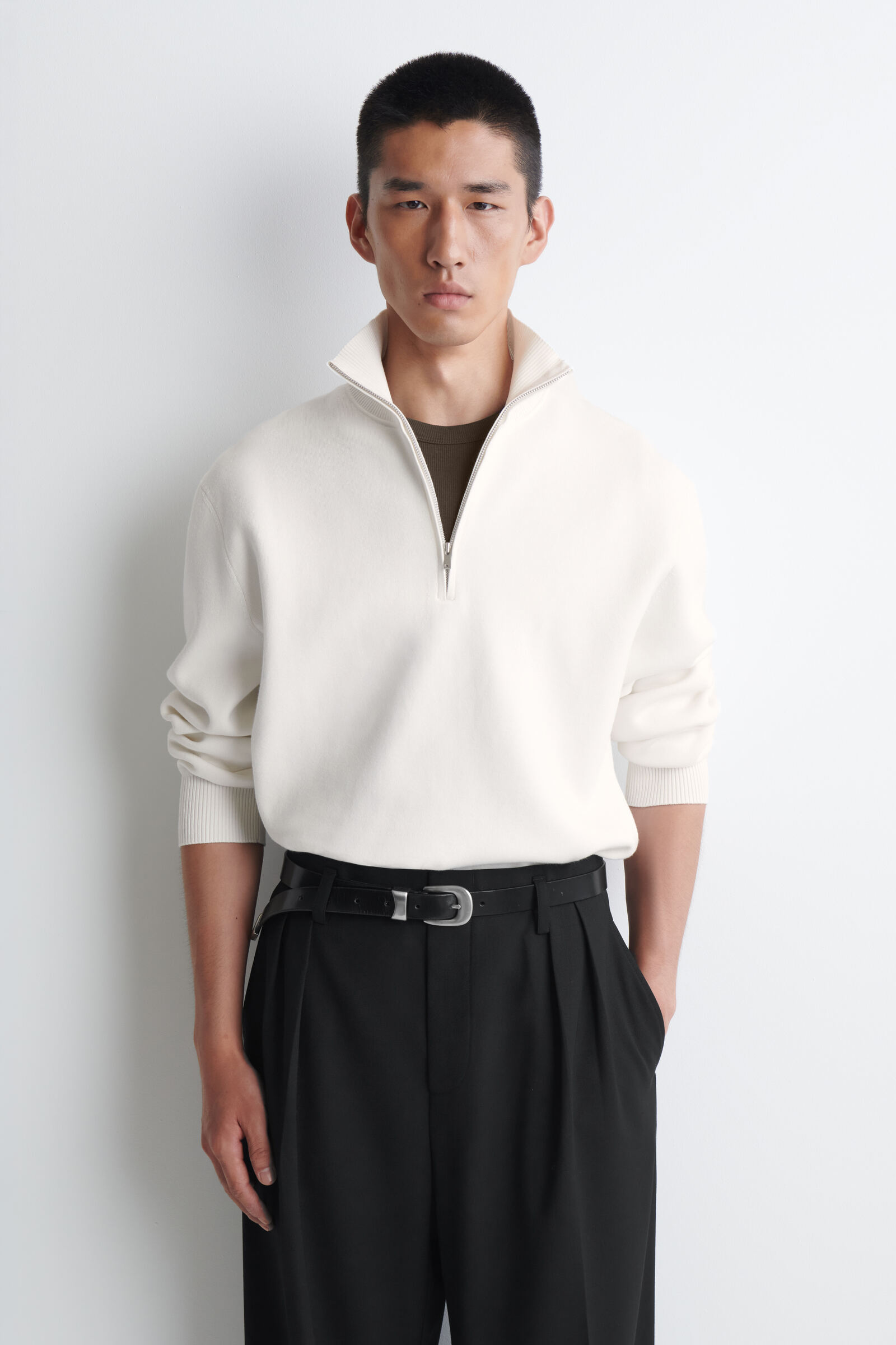 DOUBLE-FACED KNITTED HALF-ZIP JUMPER ダブルフェイスニット ハーフ