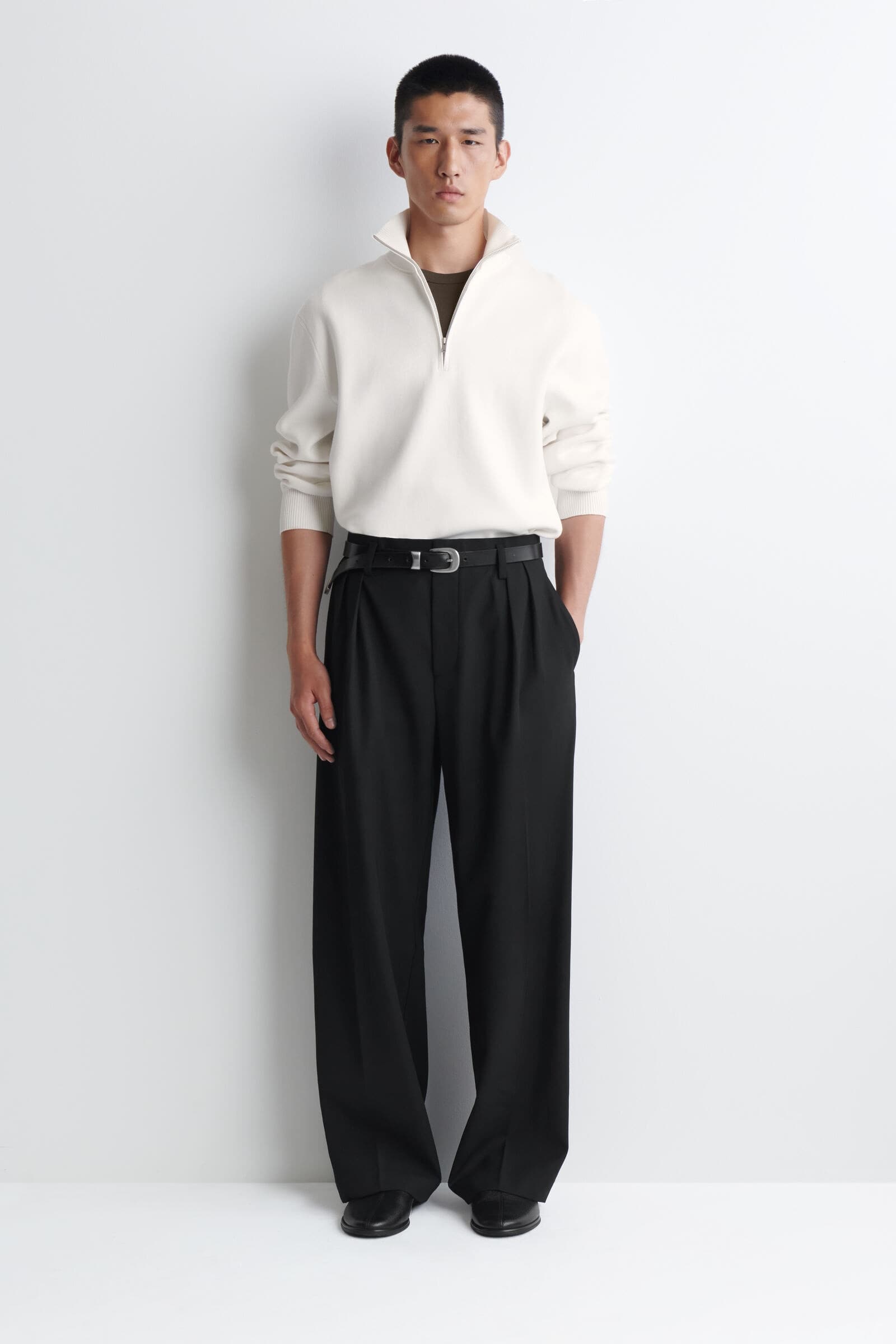 DOUBLE-FACED KNITTED HALF-ZIP JUMPER ダブルフェイスニット ハーフ