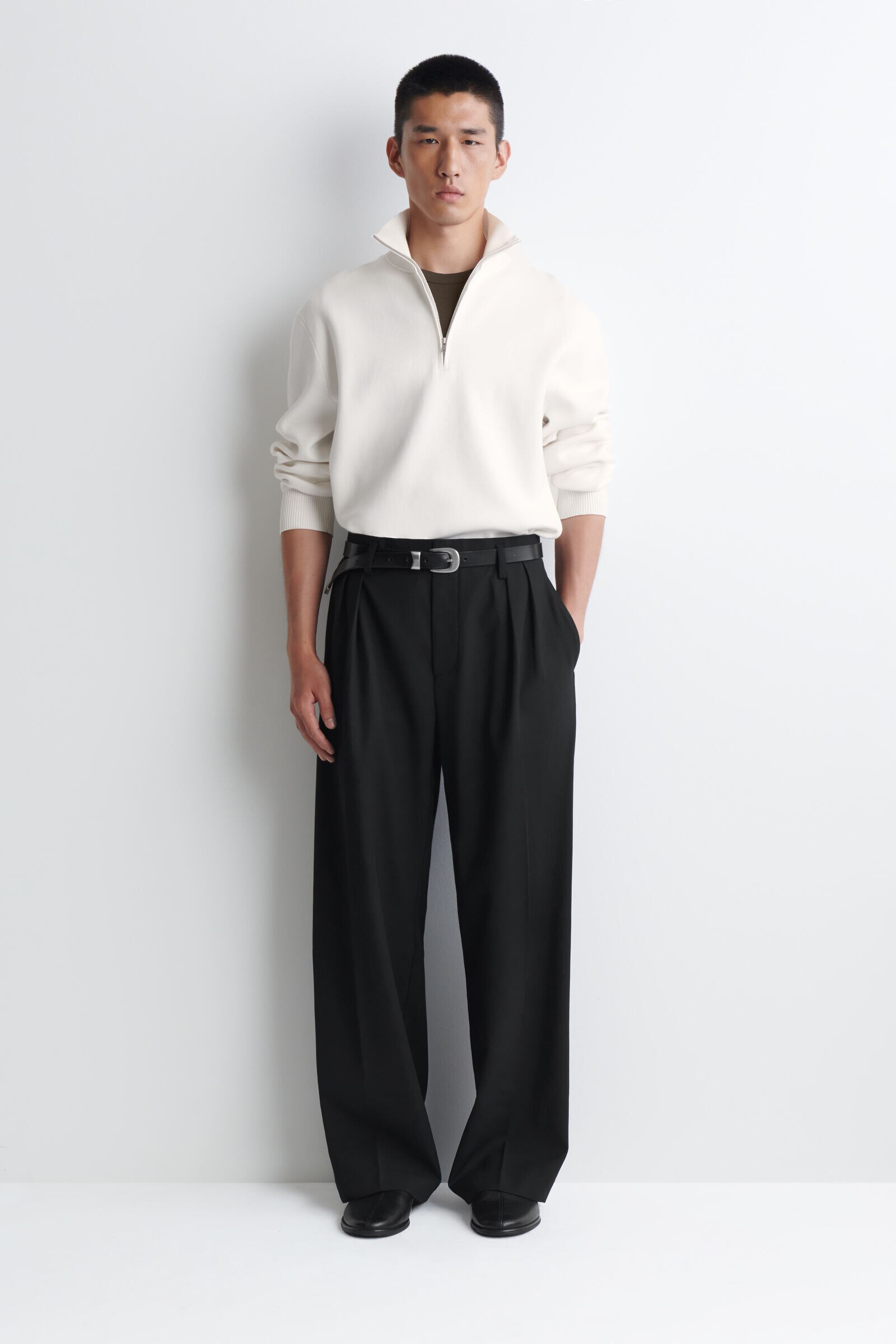 DOUBLE-FACED KNITTED HALF-ZIP JUMPER ダブルフェイスニット ハーフ