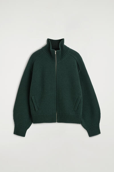 COS ラウンド ウール ファネルネック ジップアップジャケット