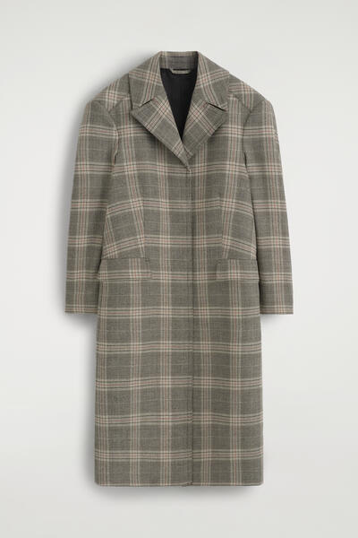 COS チェック テーラードロングコート