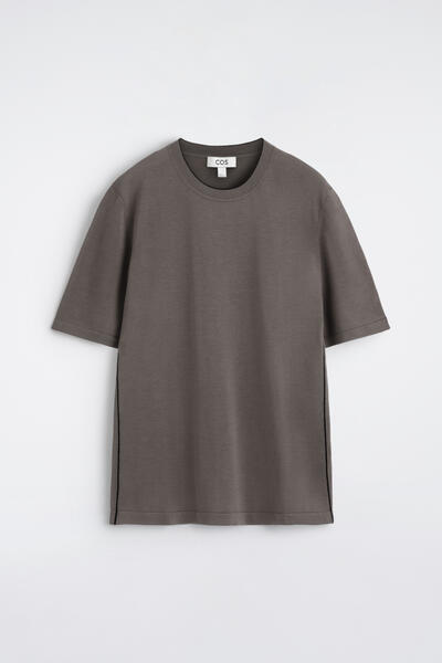 COS コントラストトリム入り シルクコットン Tシャツ