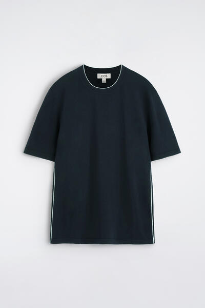 COS コントラストトリム入り シルクコットン Tシャツ