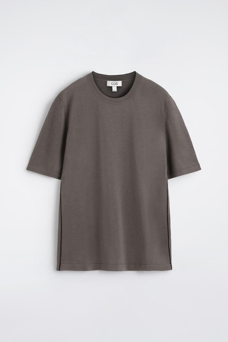 COS コントラストトリム入り シルクコットン Tシャツ