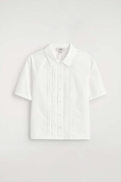 COS ラッフルピンタックコットンブラウス