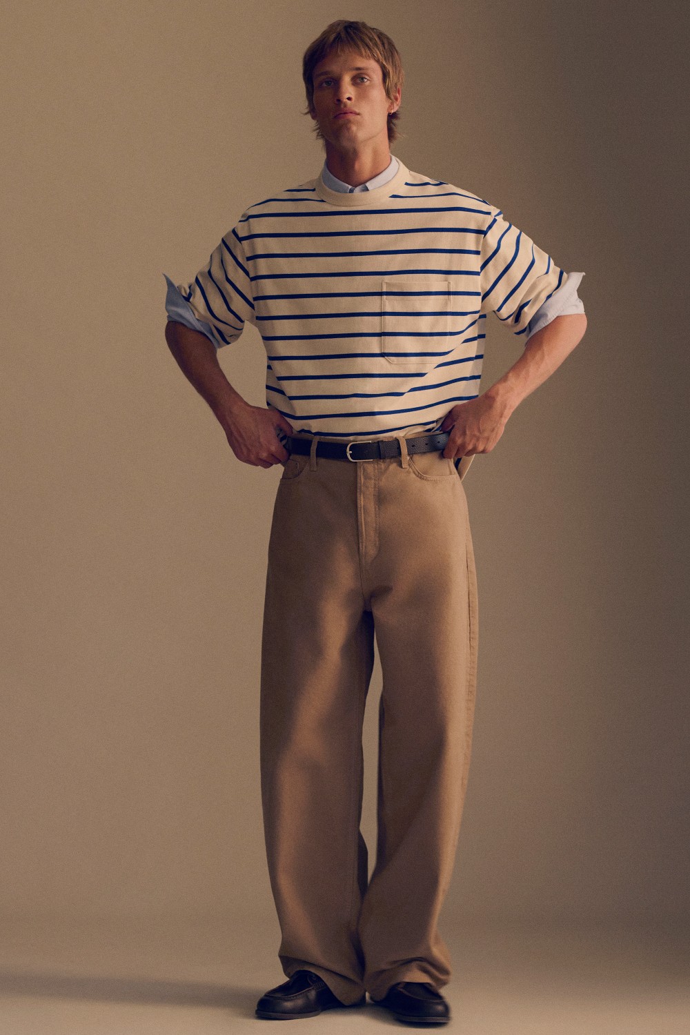 OVERSIZED POCKET-DETAIL T-SHIRTBLUE / WHITE / STRIPED