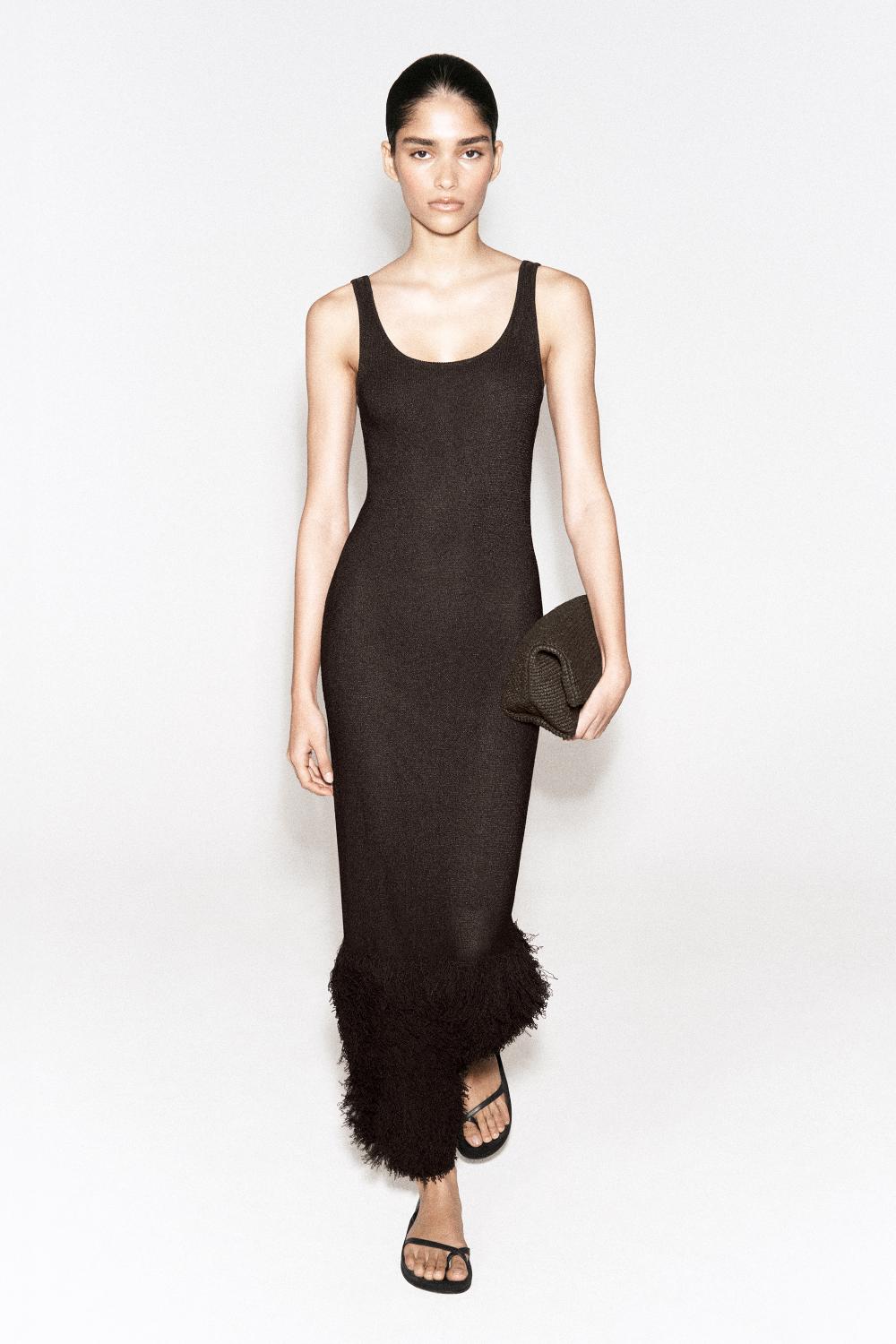knit fitted dress Olive Ribbed Knit Fitted Midi Sweater Dress main image 0