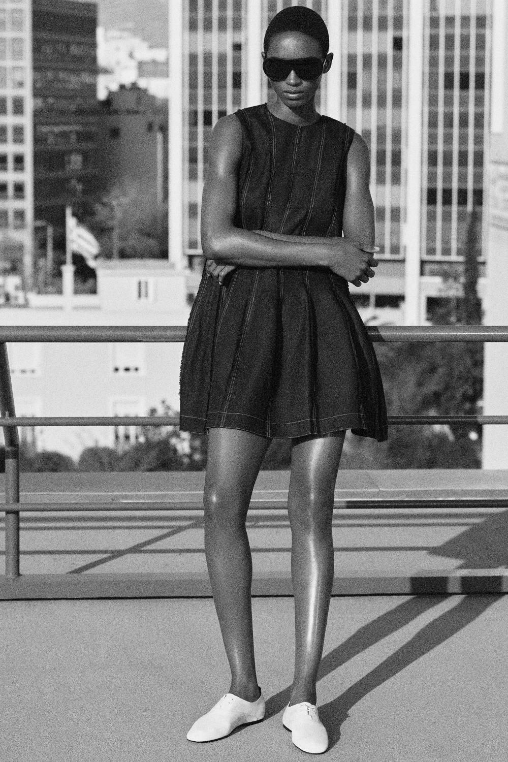JERSEY-PANELLED NYLON MINI DRESS | COS