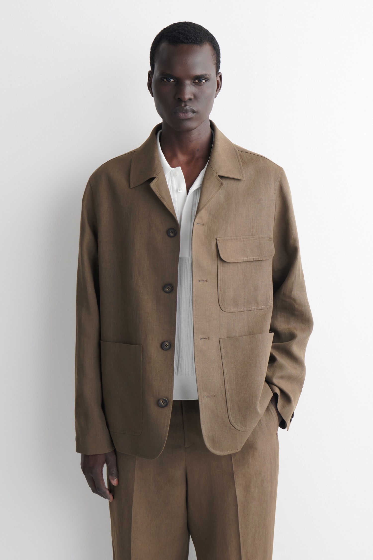 UNSTRUCTURED LINEN BLAZERBEIGE