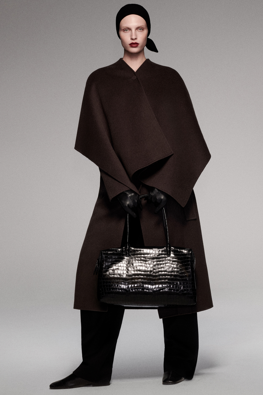 BELTED DOUBLE-FACED WOOL-BLEND LONG COATBROWN