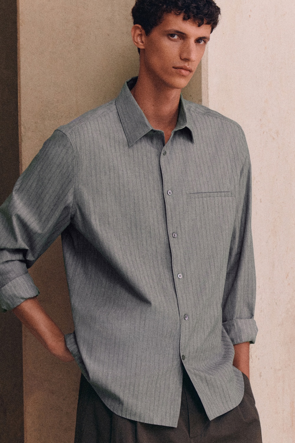 STRIPED COTTON SHIRTGREY / STRIPED