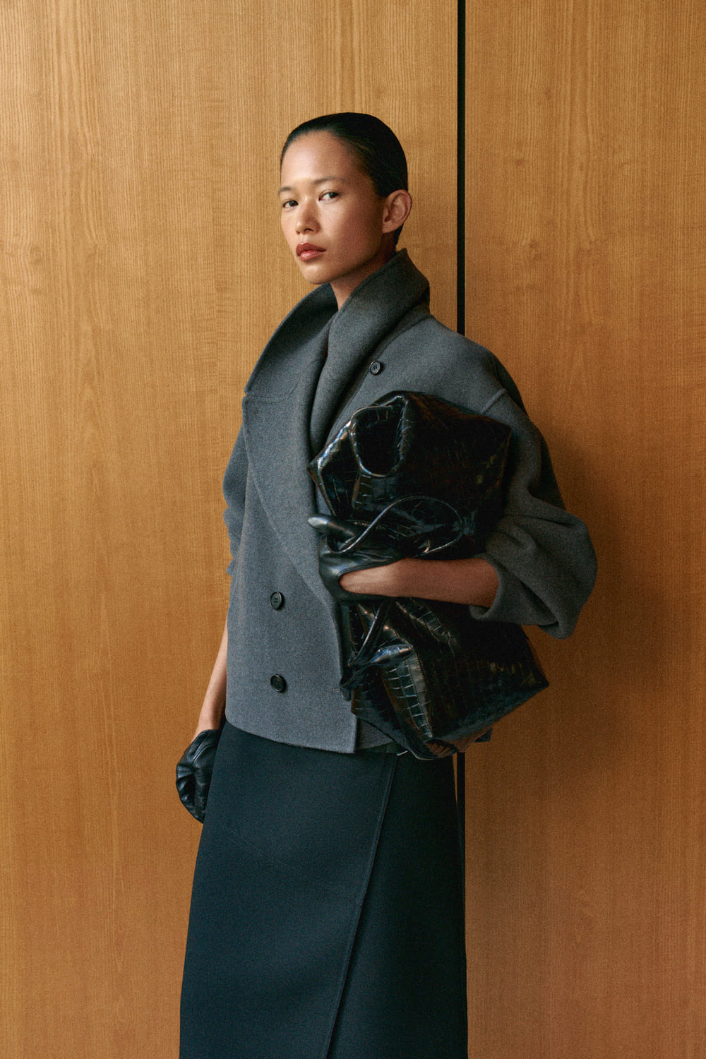 OVERSIZED DOUBLE-FACED WOOL JACKETGREY MÉLANGE