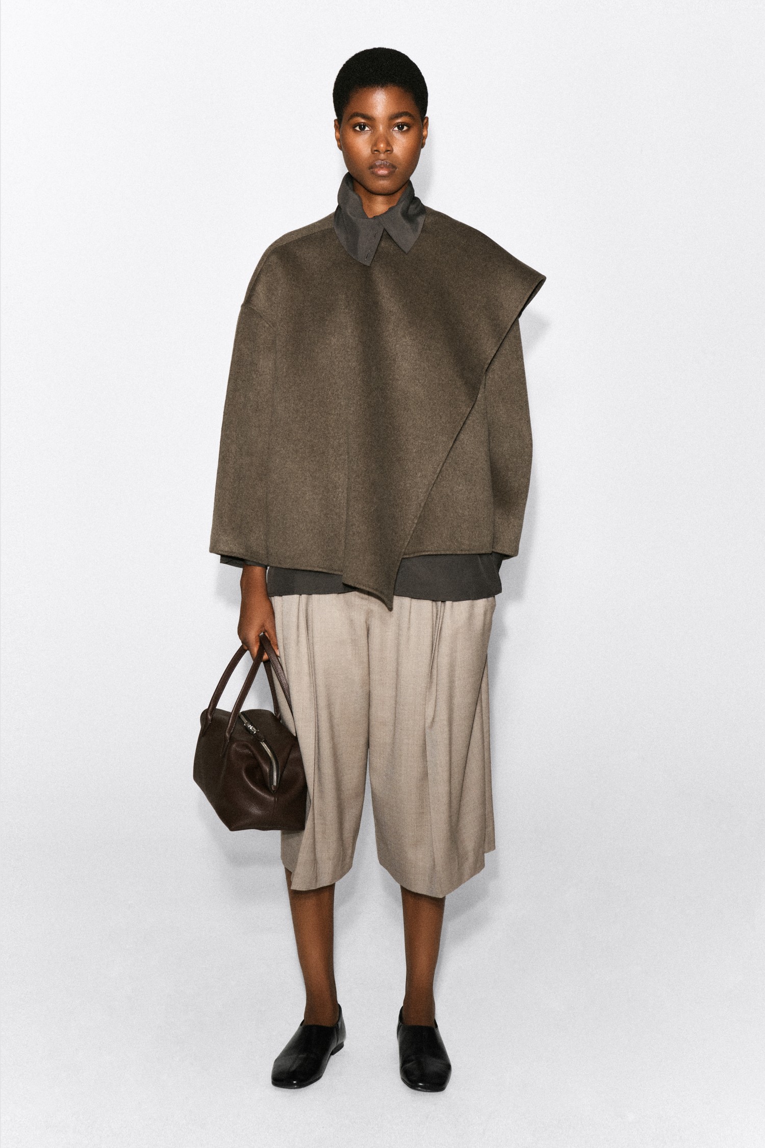 PLEATED WOOL-BLEND CULOTTESBEIGE MÉLANGE