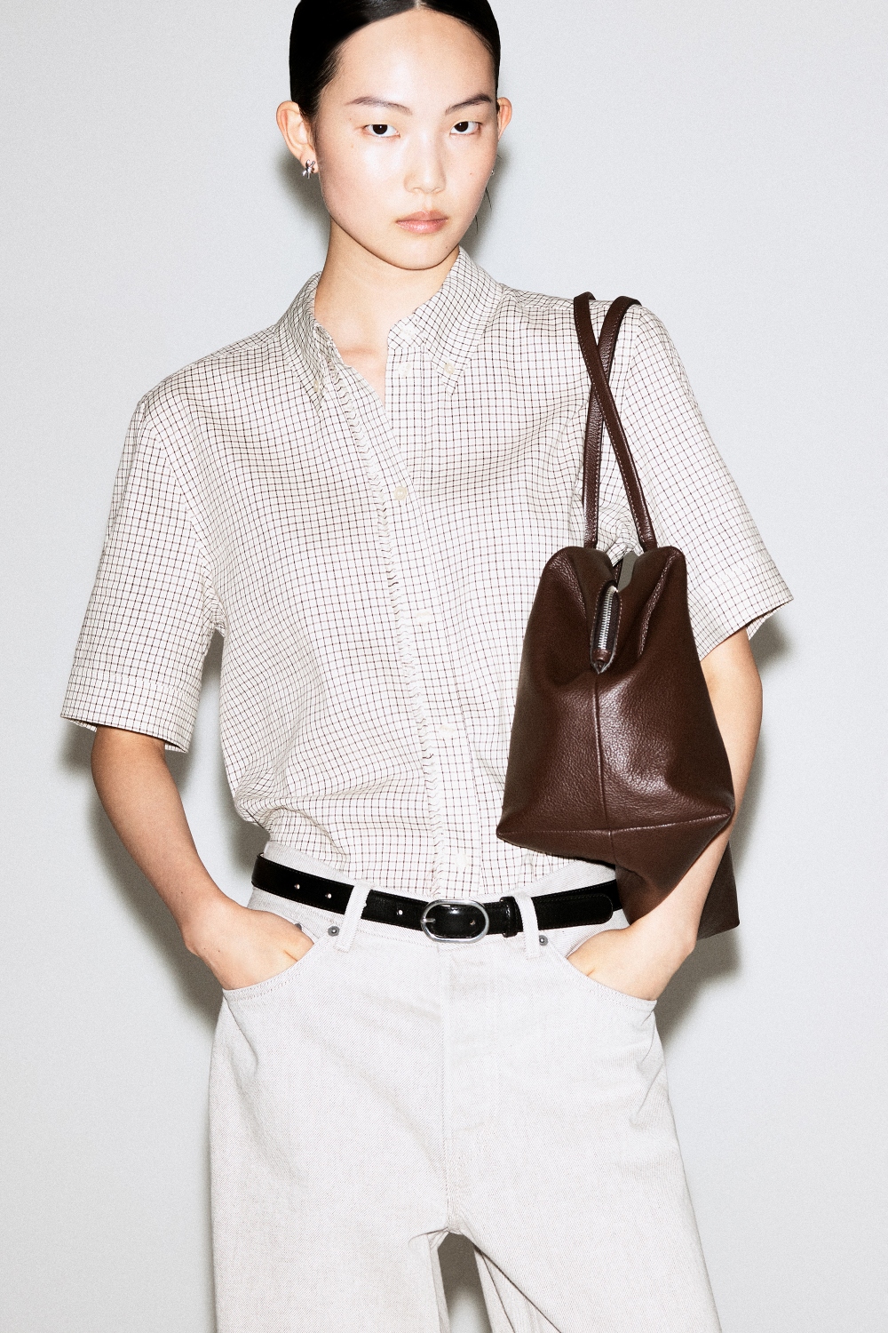 FRINGED CHECKED LINEN-COTTON SHIRTBEIGE / CHECKED