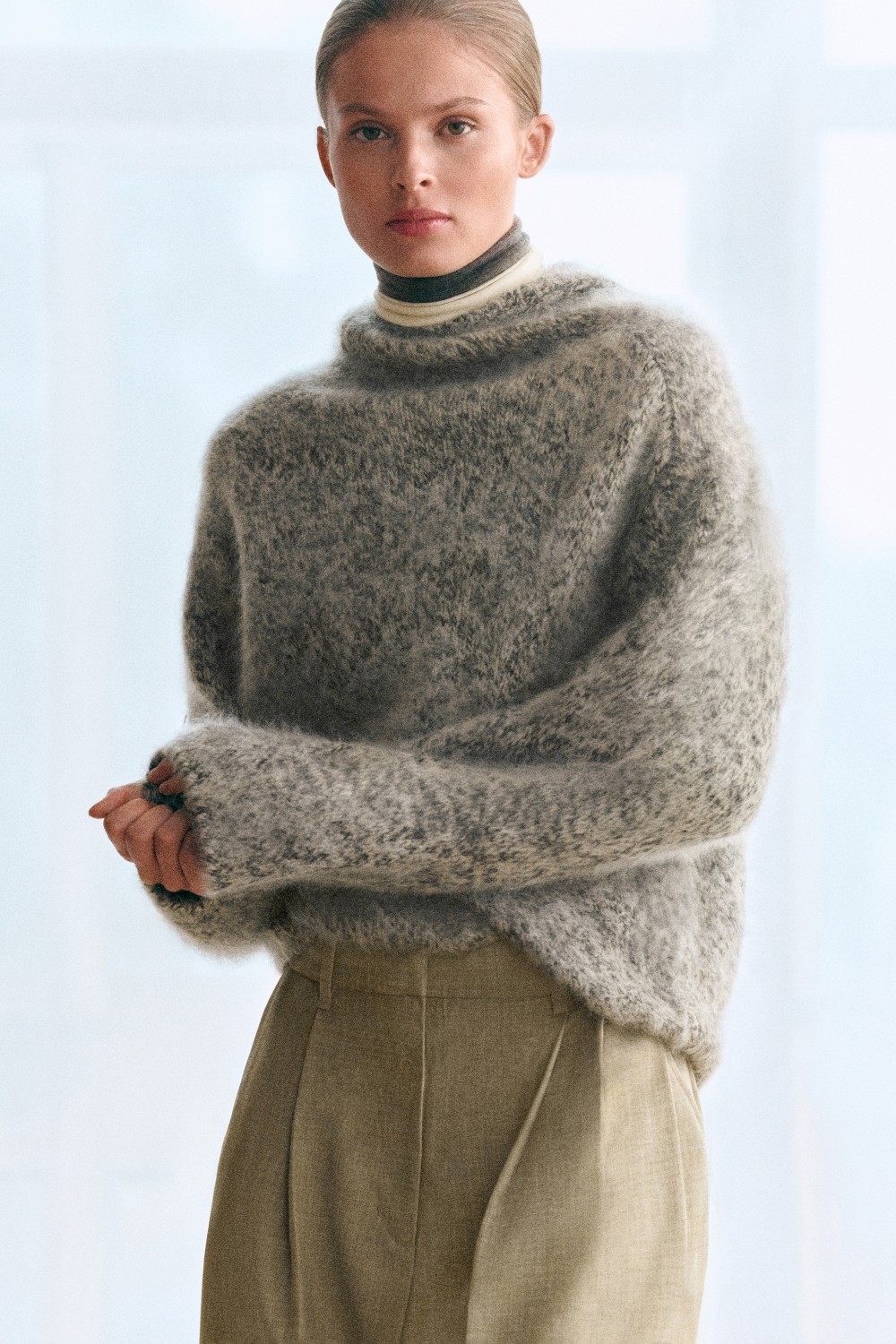CHUNKY BRUSHED-CASHMERE HOODIEGREY MÉLANGE