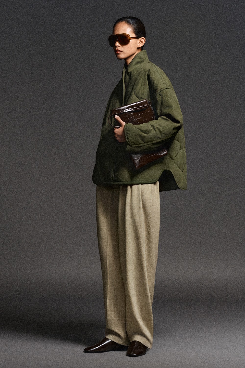 PLEATED TULIP TROUSERSBEIGE MÉLANGE