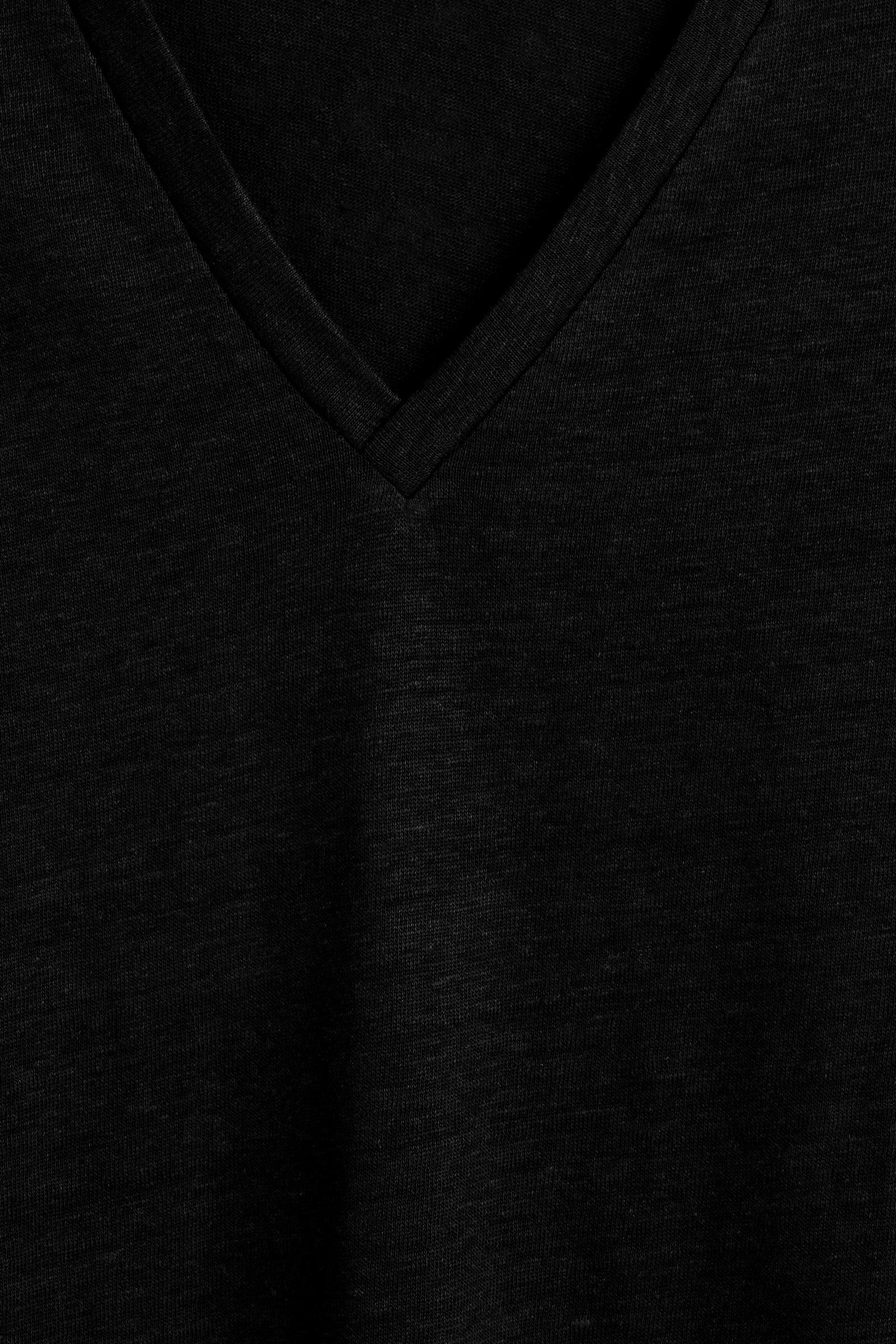 V-NECK LINEN T-SHIRTBLACK