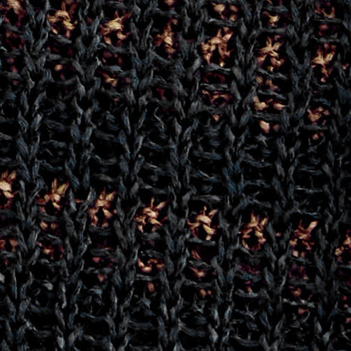 STRIPED OPEN-KNIT POLO SHIRTBLACK / RUST / STRIPED