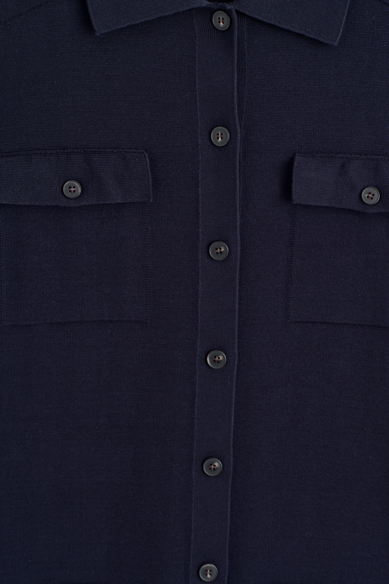 POCKET-DETAIL KNITTED COTTON MINI DRESSNAVY