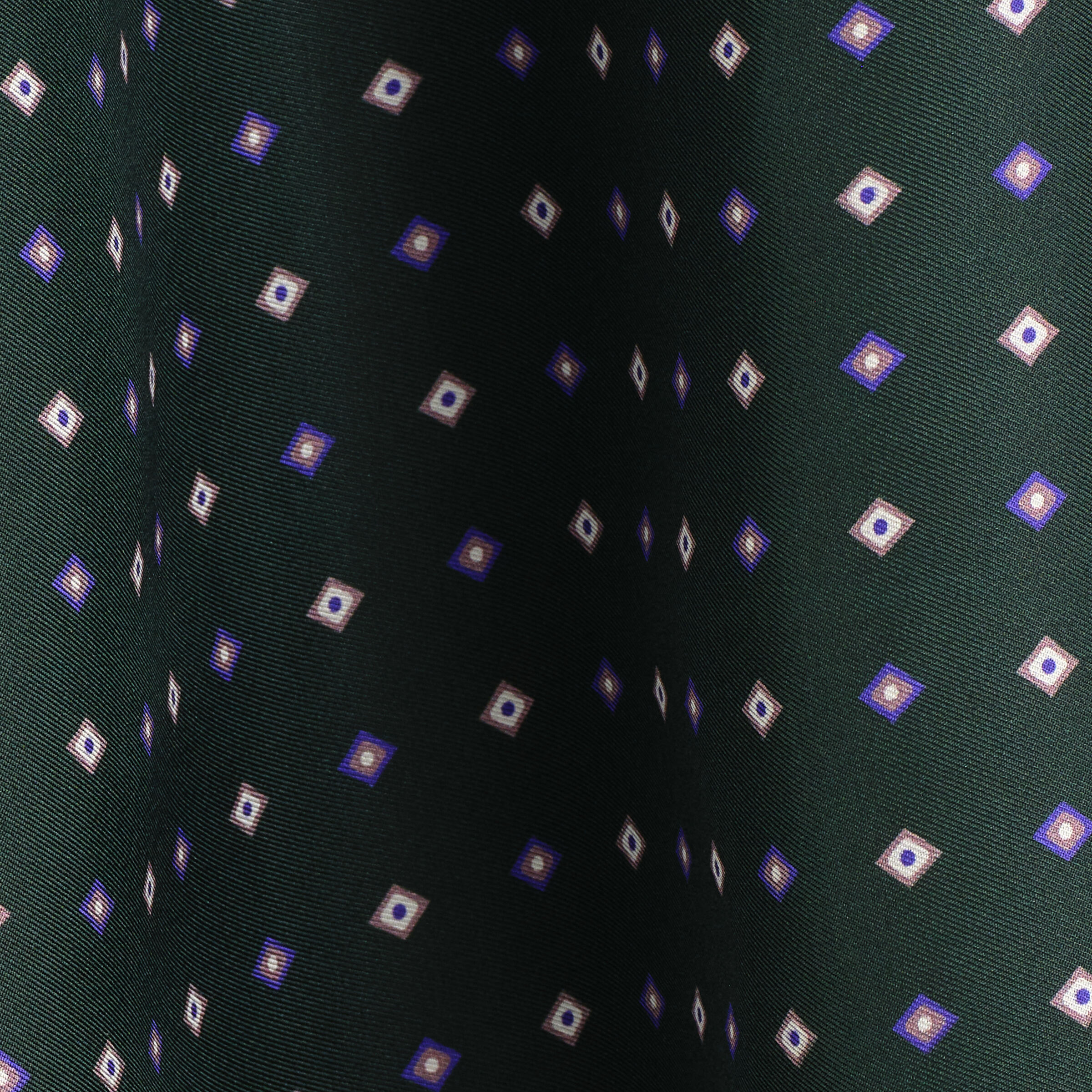 GEOMETRIC-PRINT MULBERRY SILK SCARFGREEN / PURPLE