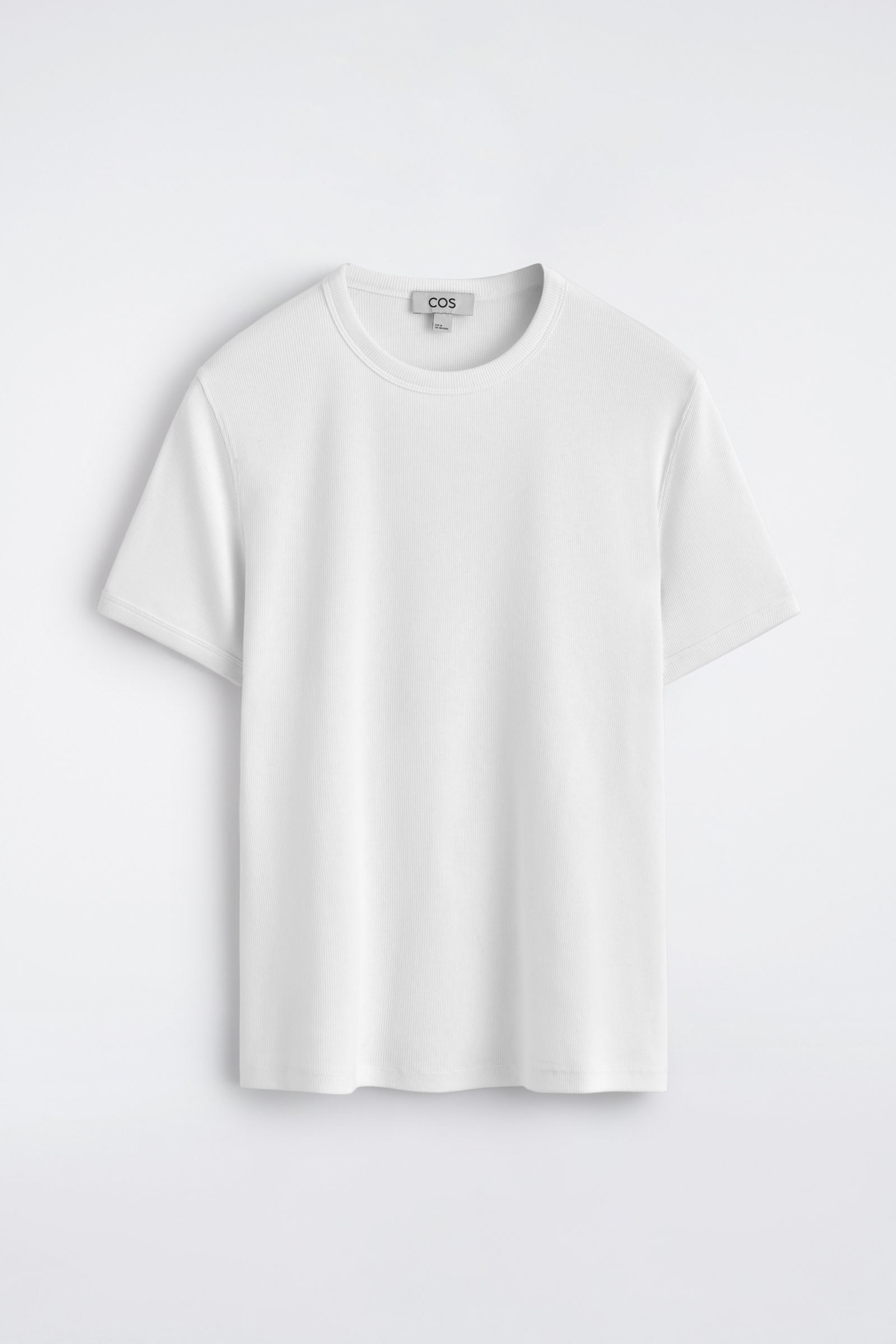 SLIM RIBBED COTTON T-SHIRTWHITE