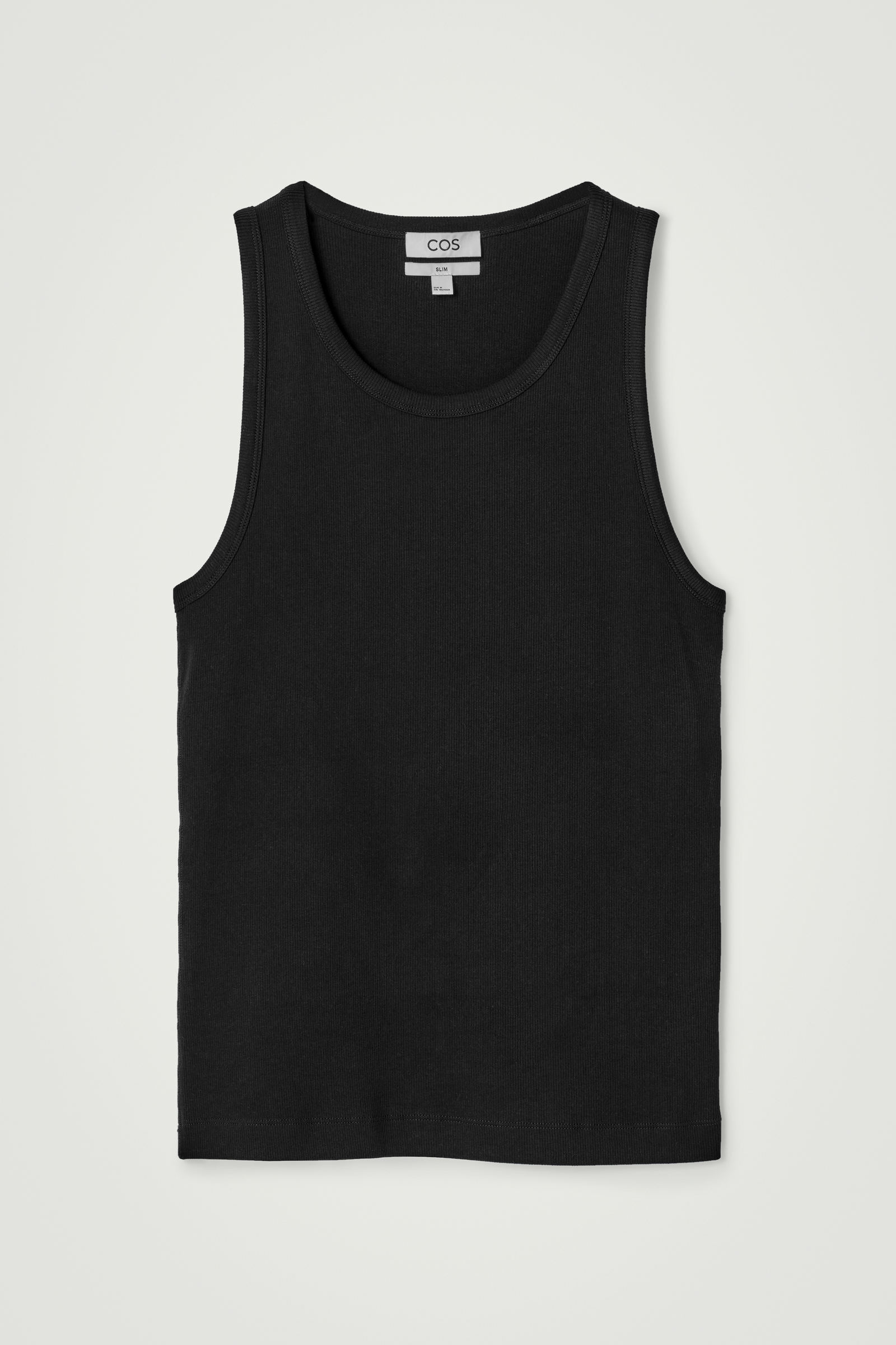 SLIM RIBBED COTTON TANK TOPBLACK