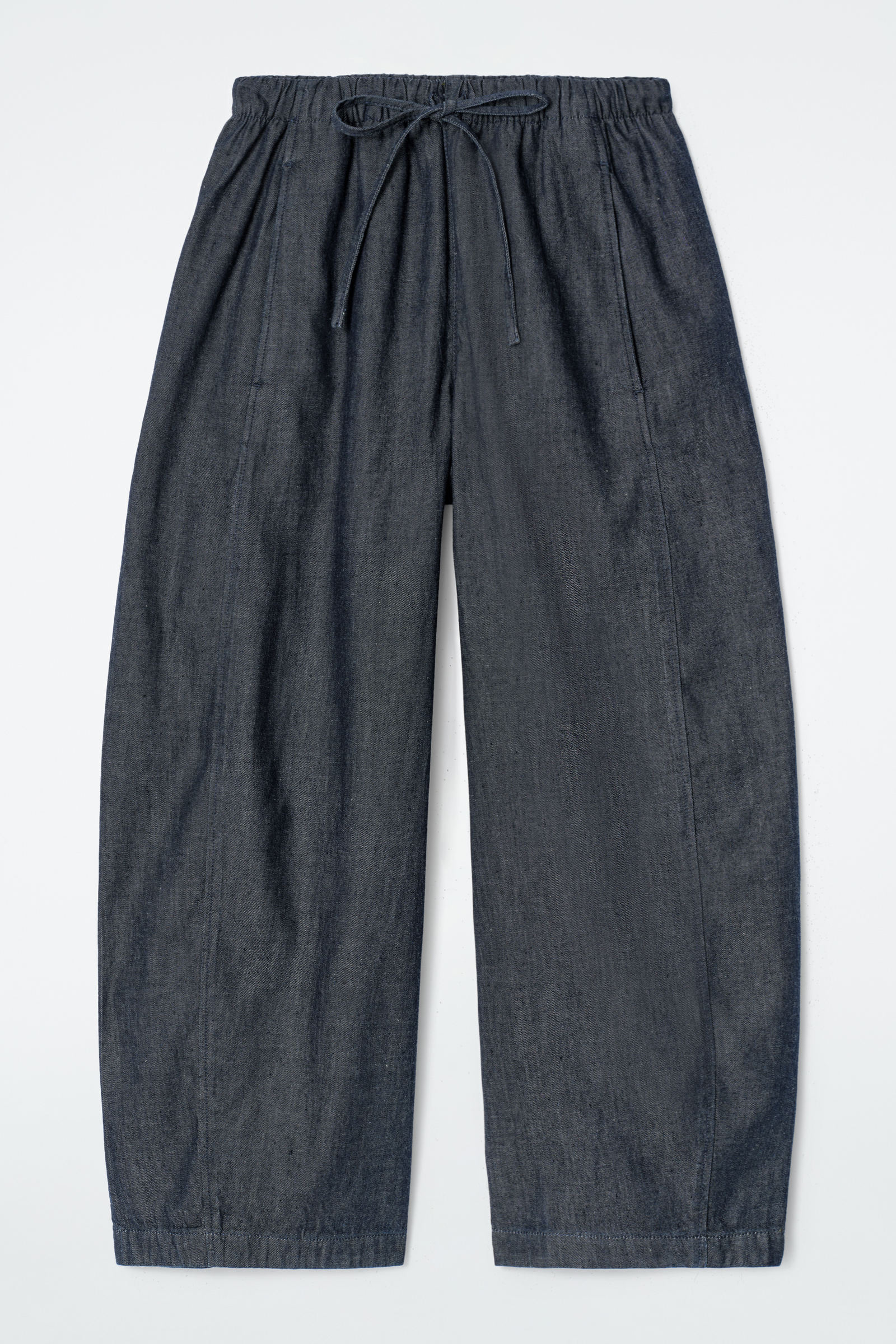 BARREL-LEG DENIM DRAWSTRING TROUSERSDARK BLUE